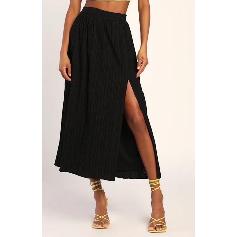 NWT Lulus Size Small Midsummer Memories Black Mid-Rise Maxi Skirt Formal